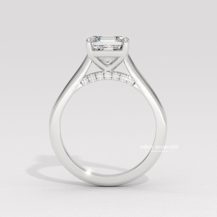 Asscher solitaire diamond engagement ring available in multiple metals