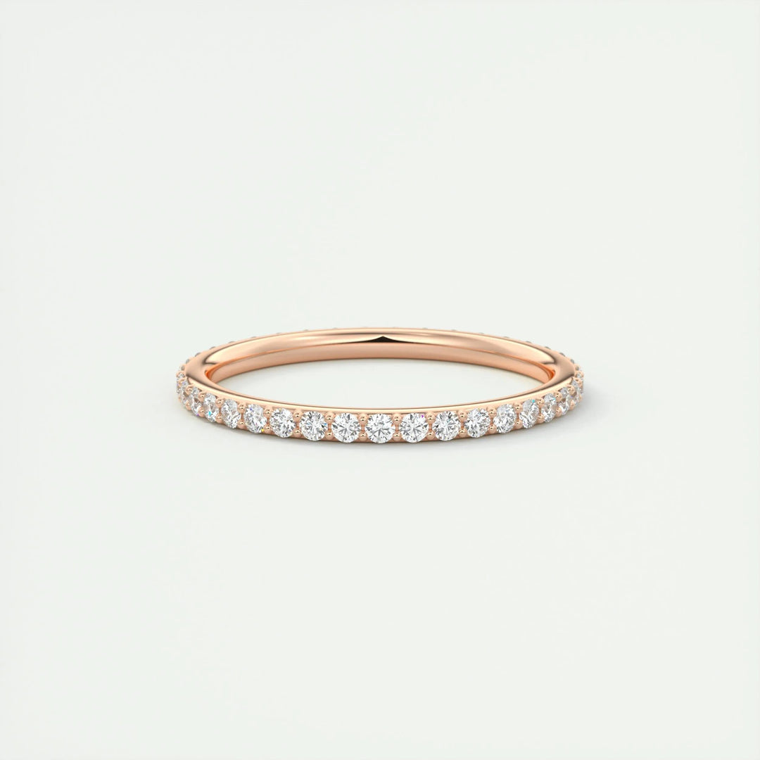 Round Brilliant diamond eternity band macro shot