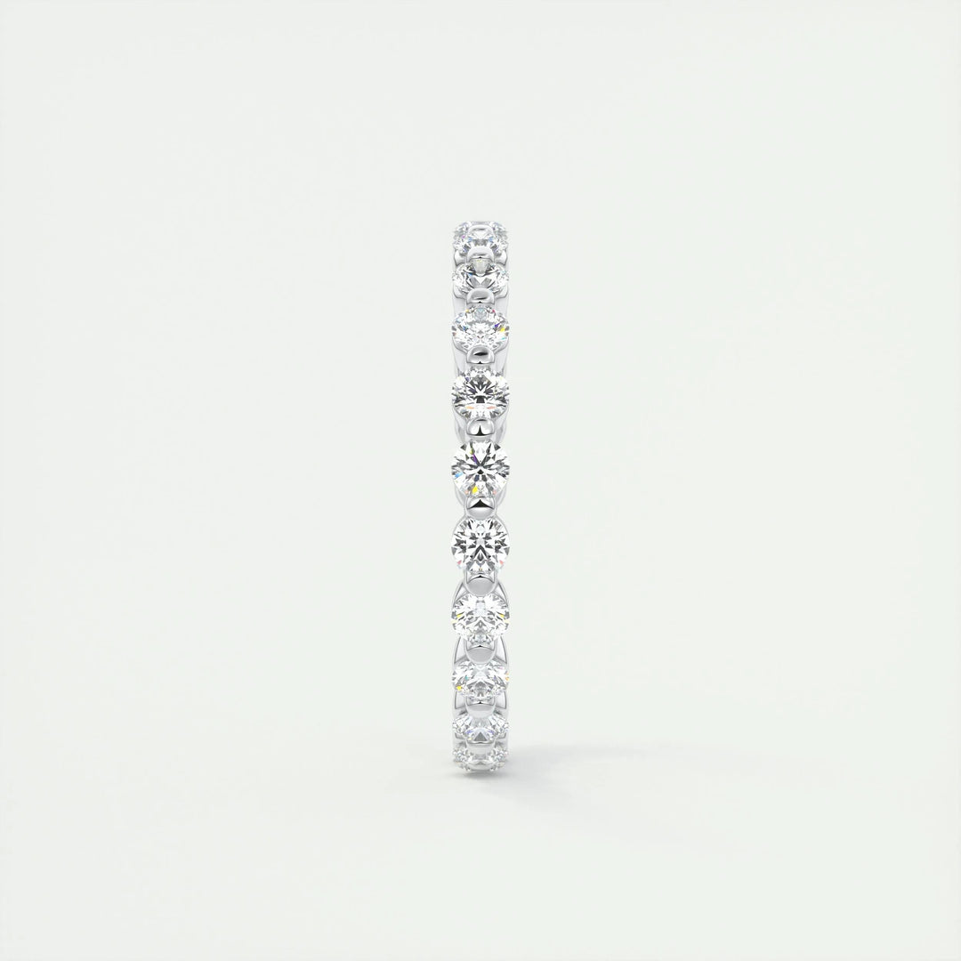Round Brilliant diamond band stacked with engagement ring