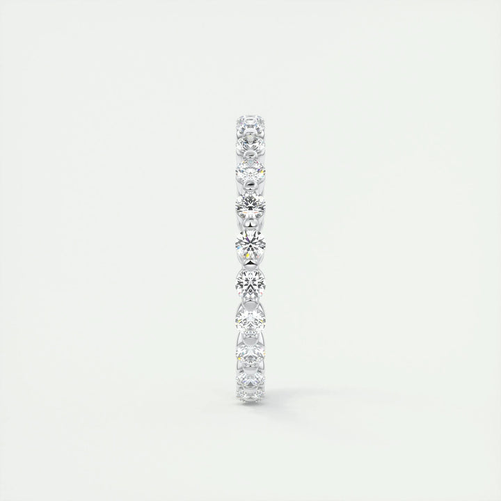 Round Brilliant diamond band stacked with engagement ring