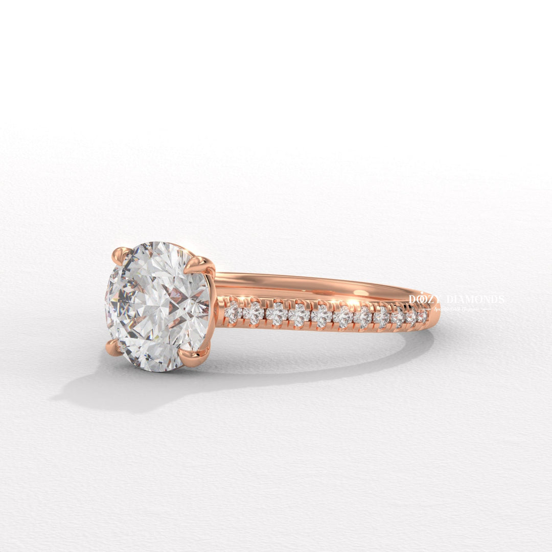 Shop the round cut pave engagement ring collection online