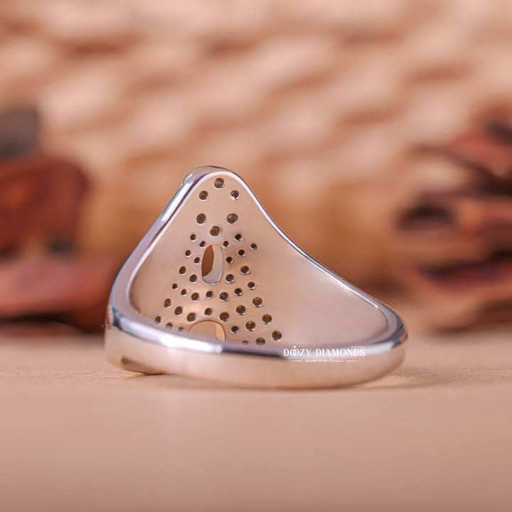 Round cut solitaire engagement ring shown in real-life wear