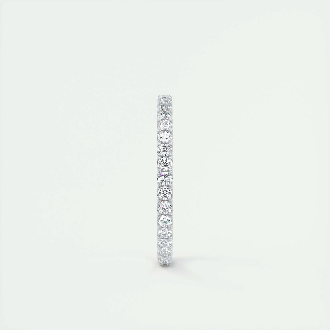 Round Brilliant diamond band stacked with engagement ring