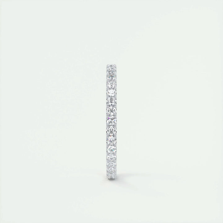 Round Brilliant diamond band stacked with engagement ring