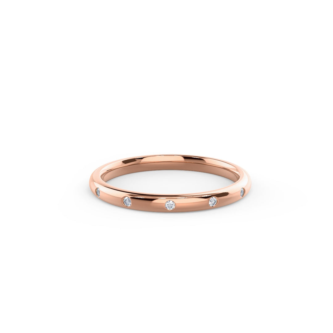 Round Cut Lab Grown Diamond Flat Flush Set Wedding Band - Doozy Diamonds