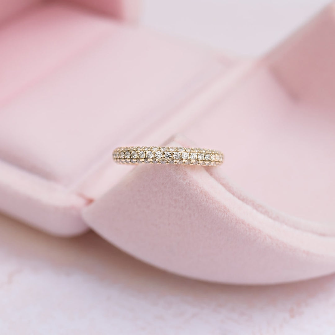 Round DE - VS1 Lab Grown Diamond Three Side Pave Wedding Band - Doozy Diamonds