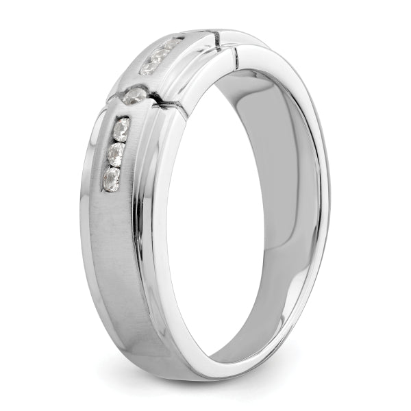 3.5mm Round Cut Lab Grown Men's Wedding Band In White Gold - Doozy Diamonds