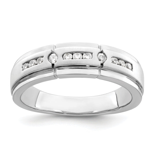 3.5mm Round Cut Lab Grown Men's Wedding Band In White Gold - Doozy Diamonds