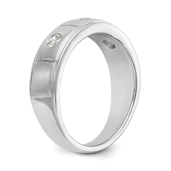 6mm Round Cut Three Stone Lab Grown Men's Wedding Band - Doozy Diamonds