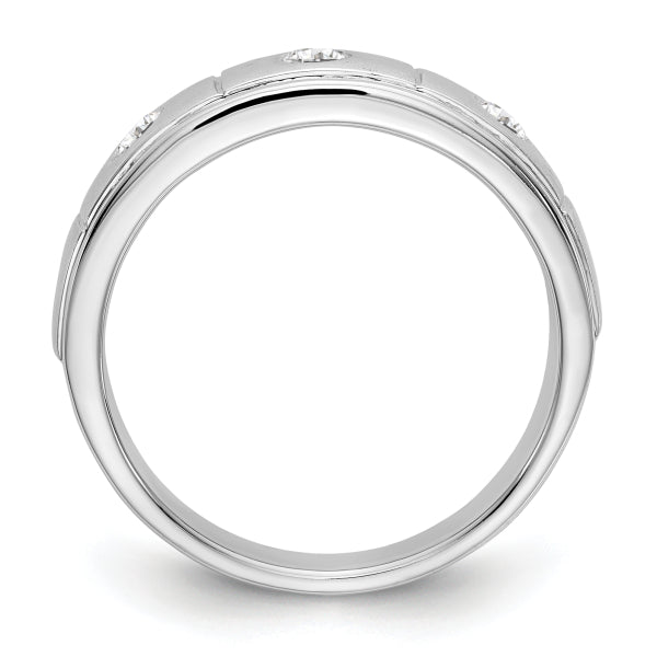 6mm Round Cut Three Stone Lab Grown Men's Wedding Band - Doozy Diamonds