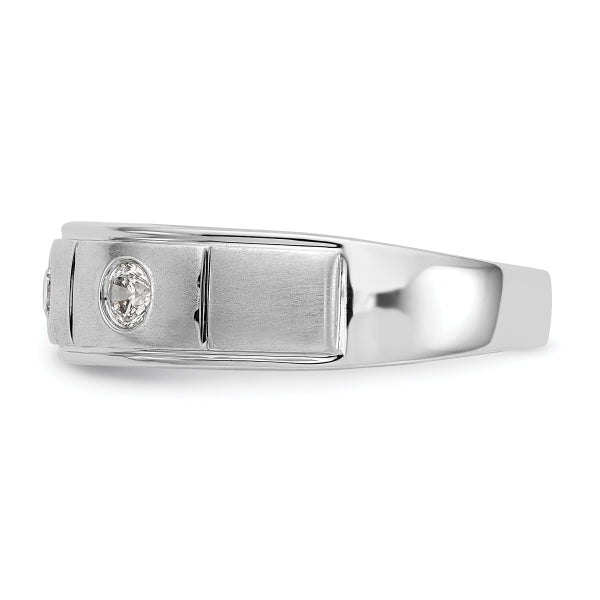 6mm Round Cut Three Stone Lab Grown Men's Wedding Band - Doozy Diamonds