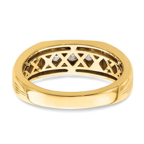3mm Round Cut Lab Grown Three Stone Men's Wedding Band - Doozy Diamonds
