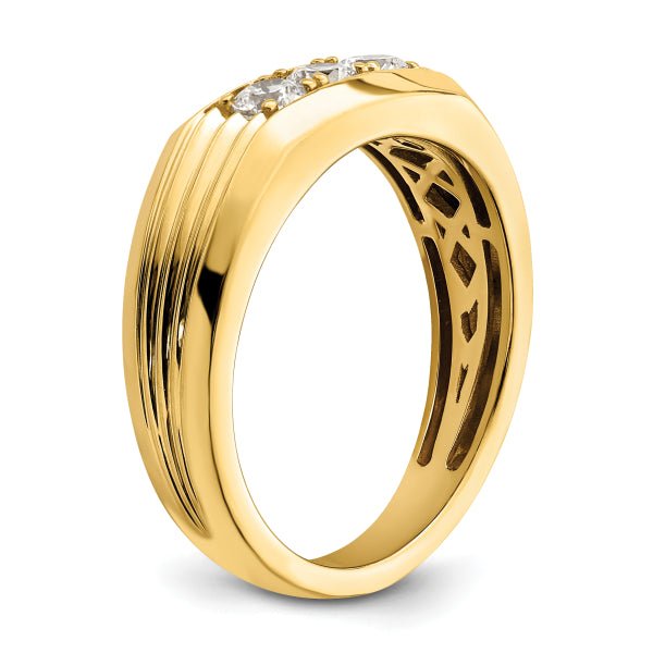 3mm Round Cut Lab Grown Three Stone Men's Wedding Band - Doozy Diamonds