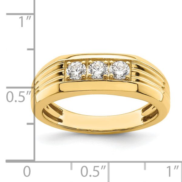 3mm Round Cut Lab Grown Three Stone Men's Wedding Band - Doozy Diamonds
