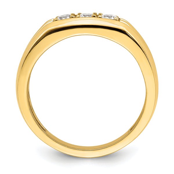 3mm Round Cut Lab Grown Three Stone Men's Wedding Band - Doozy Diamonds