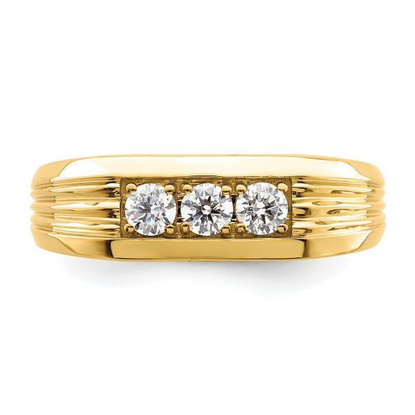 3mm Round Cut Lab Grown Three Stone Men's Wedding Band - Doozy Diamonds
