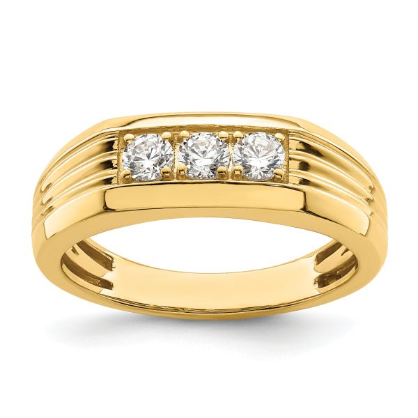 3mm Round Cut Lab Grown Three Stone Men's Wedding Band - Doozy Diamonds