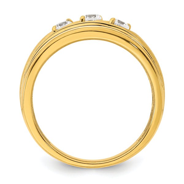 3mm Round Cut Three Stone Lab Grown Men's Wedding Band - Doozy Diamonds