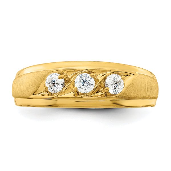 3mm Round Cut Three Stone Lab Grown Men's Wedding Band - Doozy Diamonds