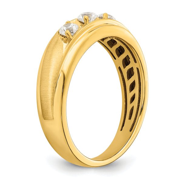 3mm Round Cut Three Stone Lab Grown Men's Wedding Band - Doozy Diamonds