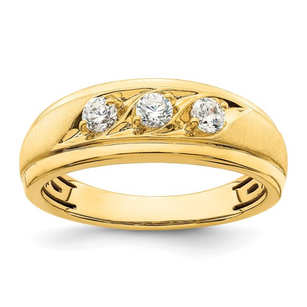 3mm Round Cut Three Stone Lab Grown Men's Wedding Band - Doozy Diamonds