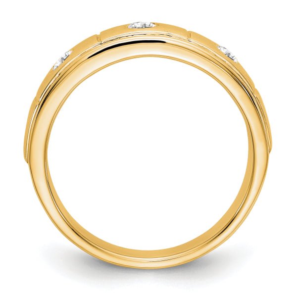 6mm Round Cut Three Stone Lab Grown Men's Wedding Band - Doozy Diamonds