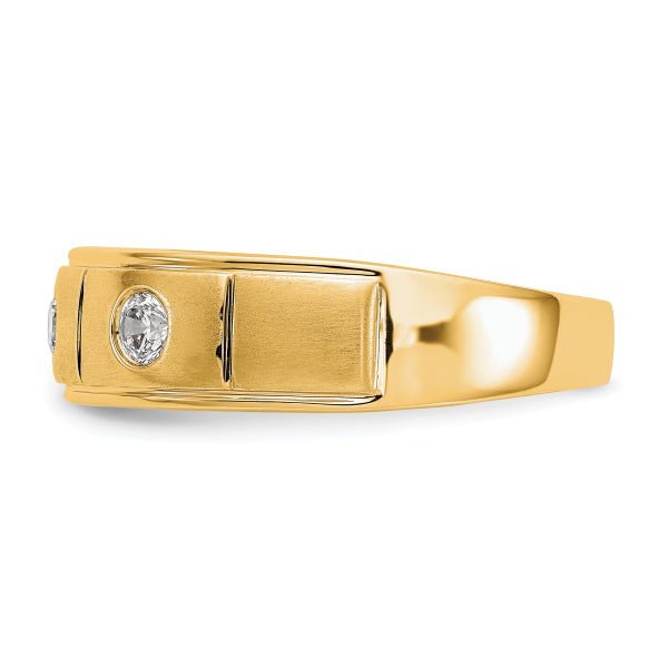 6mm Round Cut Three Stone Lab Grown Men's Wedding Band - Doozy Diamonds