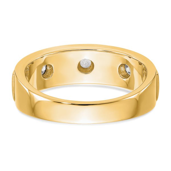 6mm Round Cut Three Stone Lab Grown Men's Wedding Band - Doozy Diamonds