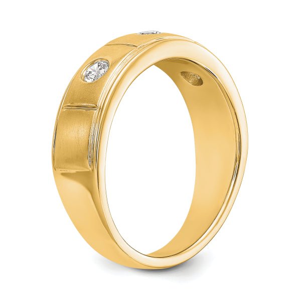 6mm Round Cut Three Stone Lab Grown Men's Wedding Band - Doozy Diamonds