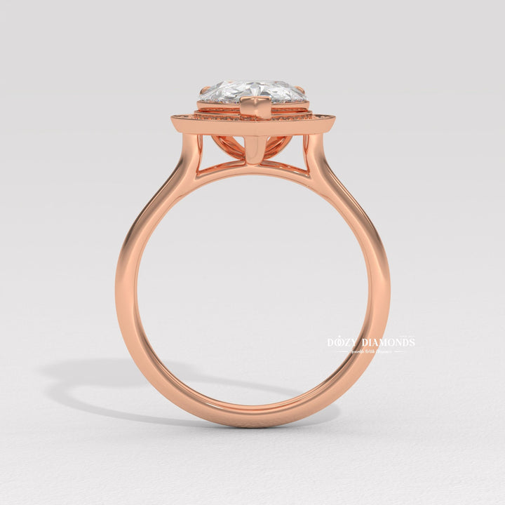 Classic pear halo engagement ring crafted for everyday wear