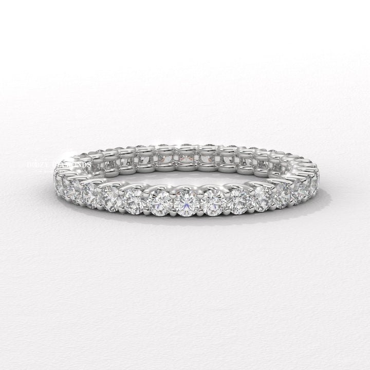 Stackable diamond wedding band in yellow gold