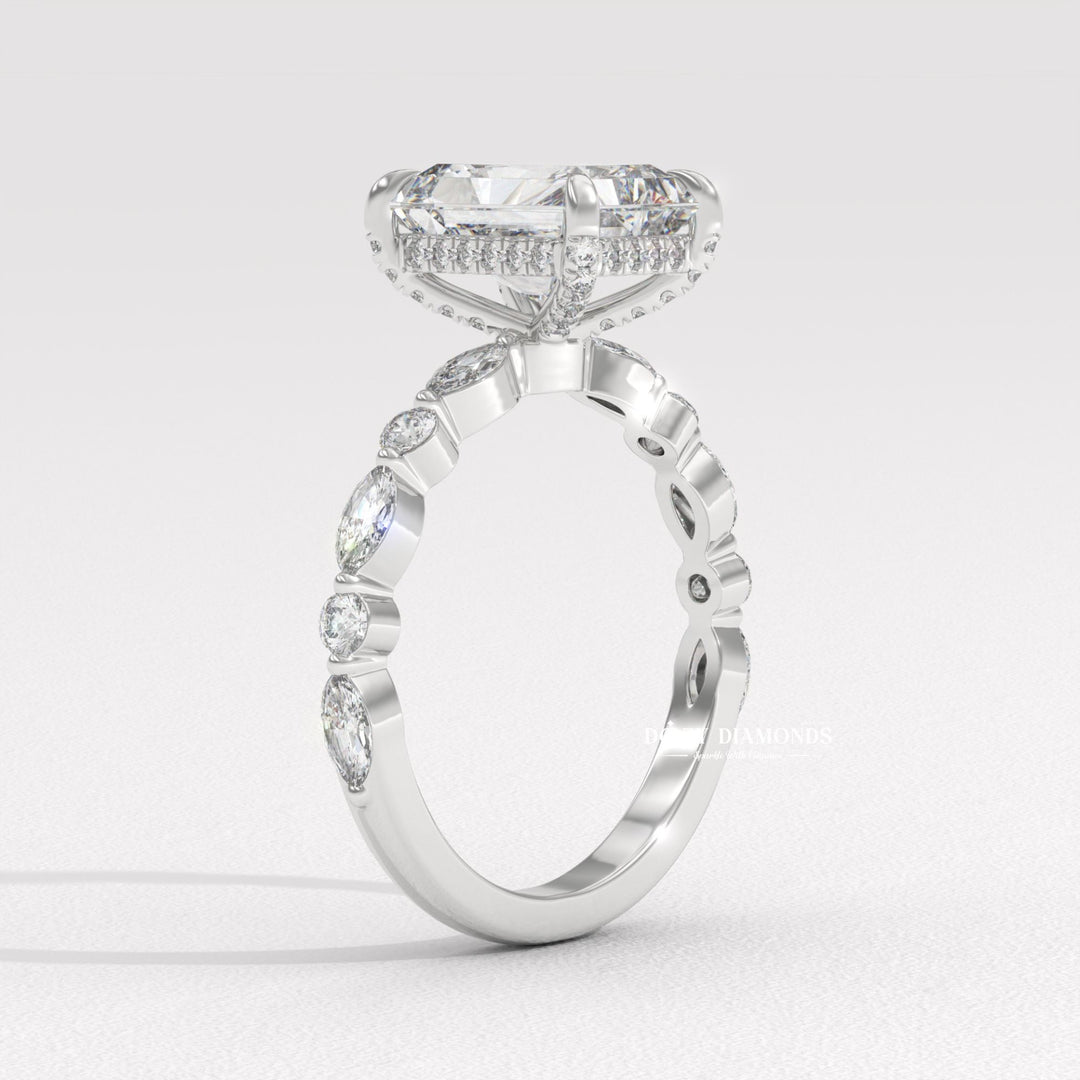 Marquise pave diamond ring presented in signature gift packaging