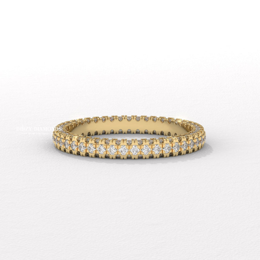 Classic round diamond wedding band front view