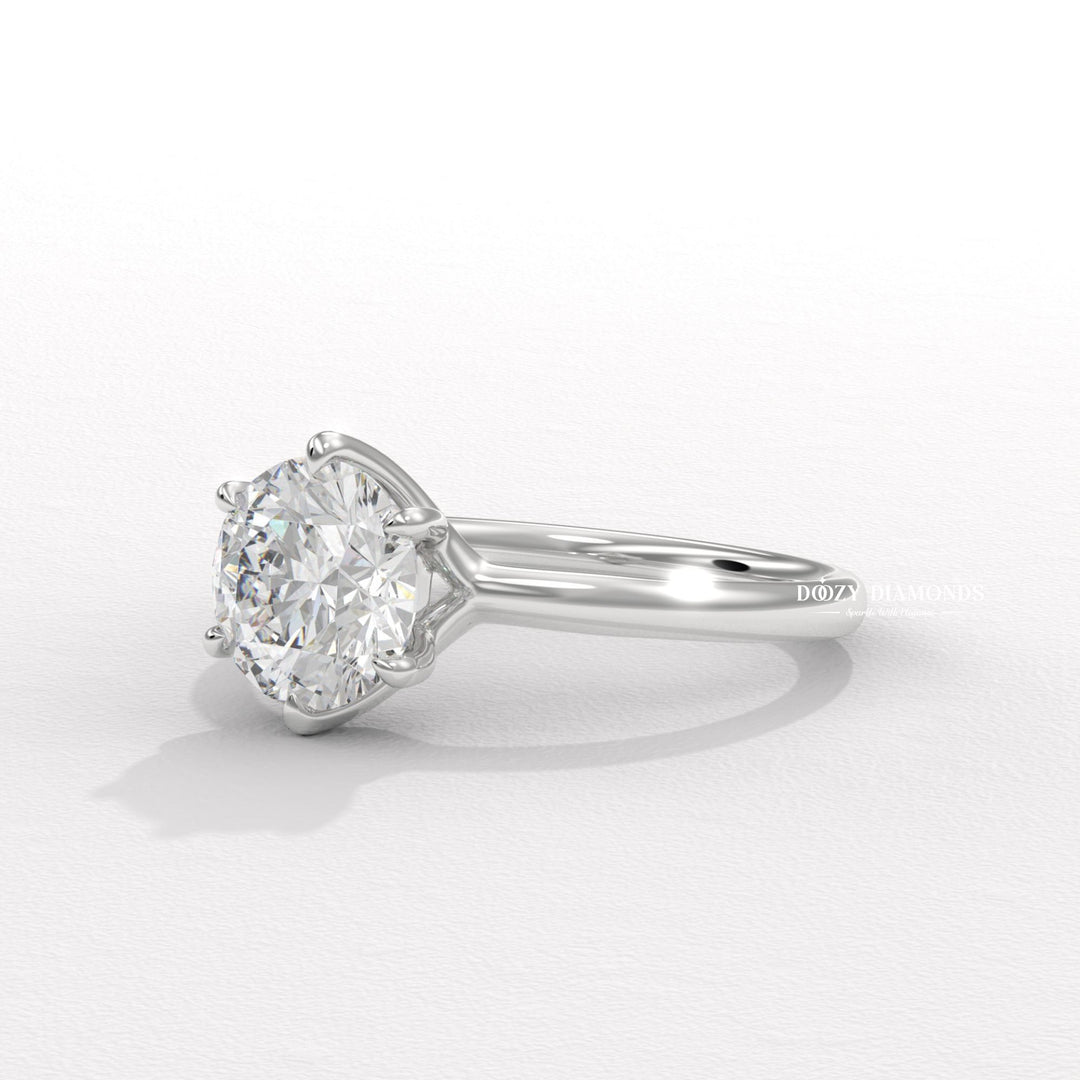 Handcrafted round cut solitaire lab grown diamond engagement ring