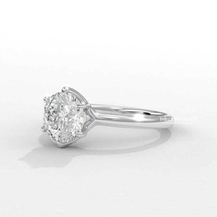 Handcrafted round cut solitaire lab grown diamond engagement ring