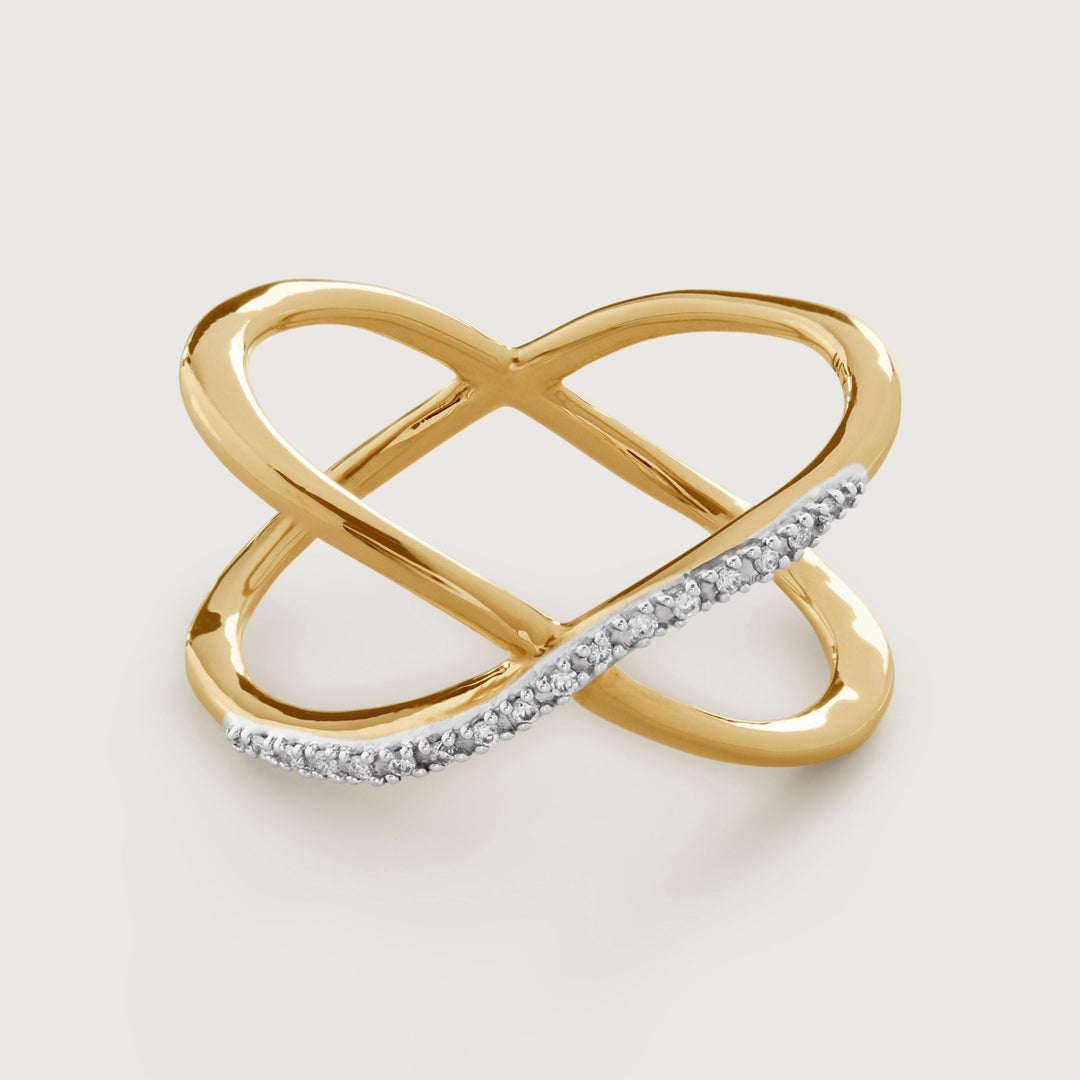Round Cut Criss Over Diamond lab grown diamond Band in 14K Solid Gold - Doozy Diamonds