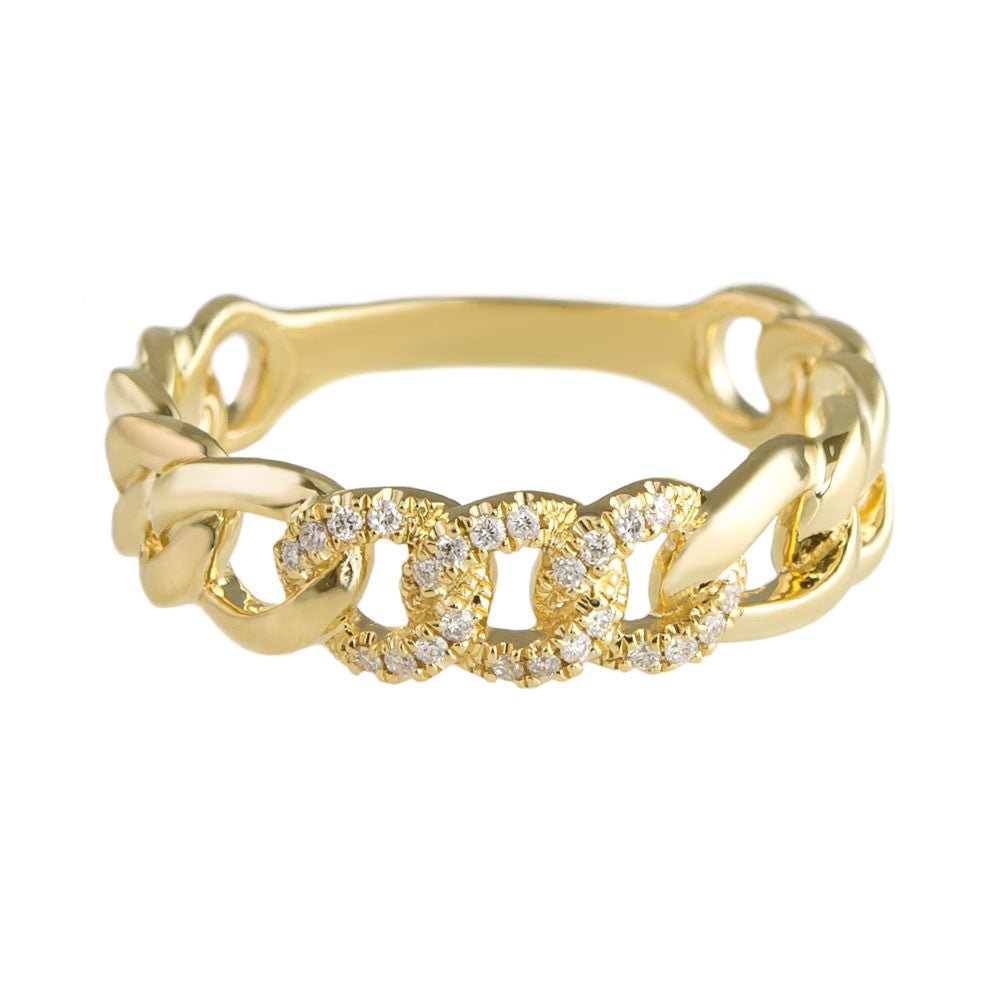 Cuban Chain lab grown diamonds Wedding Band in 14K Gold - Doozy Diamonds