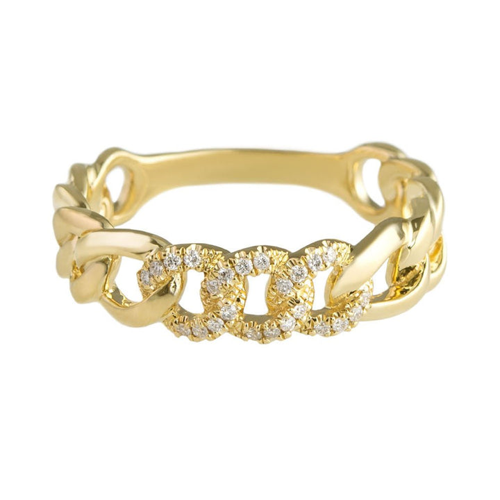 Cuban Chain lab grown diamonds Wedding Band in 14K Gold - Doozy Diamonds