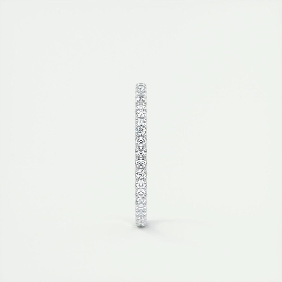 Round Brilliant diamond band stacked with engagement ring