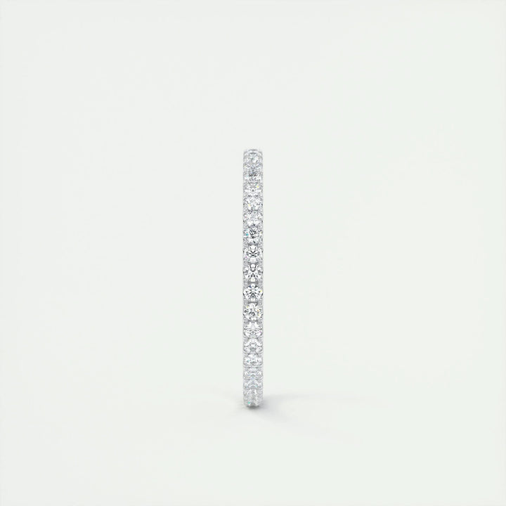 Round Brilliant diamond band stacked with engagement ring