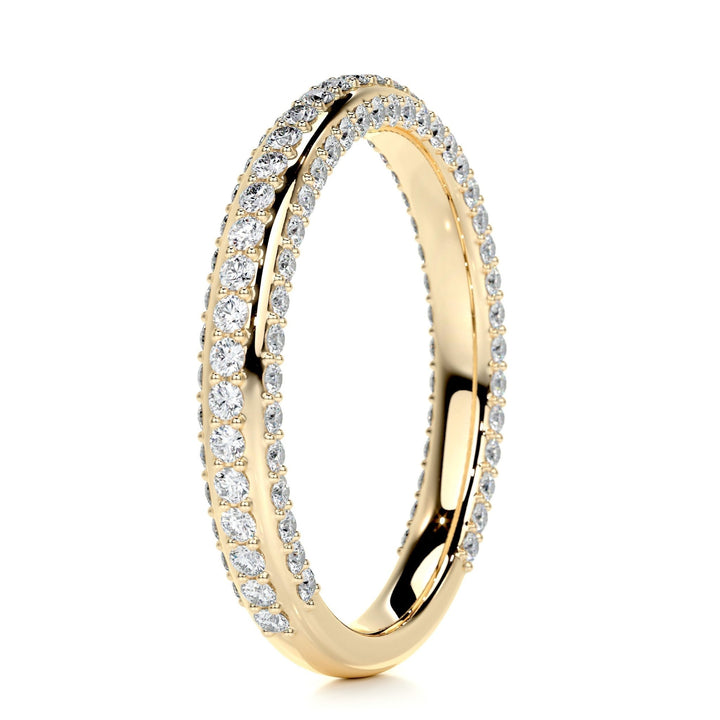 Round Brilliant diamond eternity band macro shot