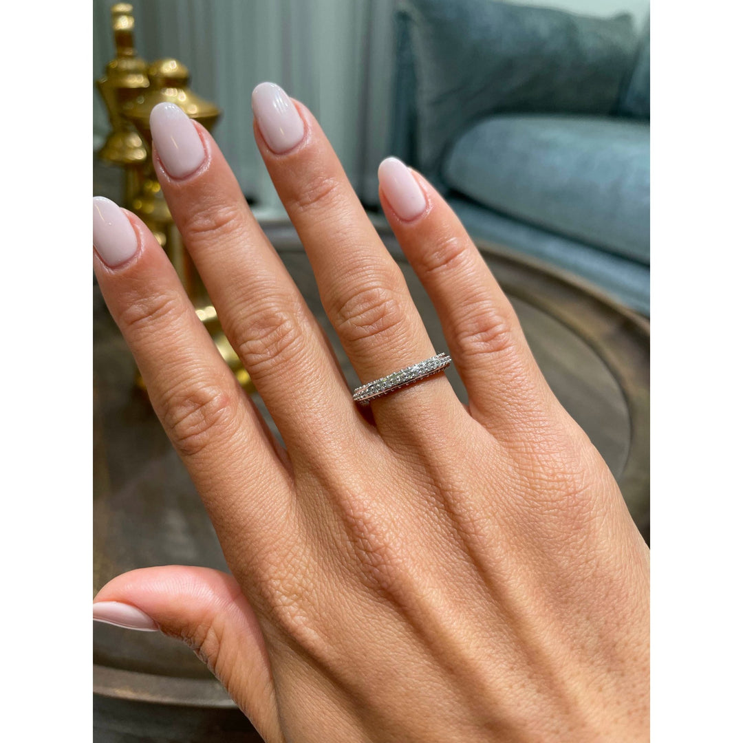 Ethically sourced round brilliant diamond eternity band