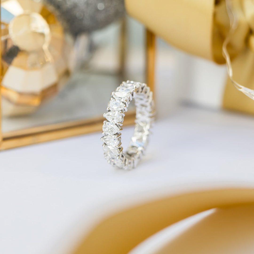 Pear Cut DE - VS1 Lab Grown Diamond Alternative Eternity Wedding Band - Doozy Diamonds