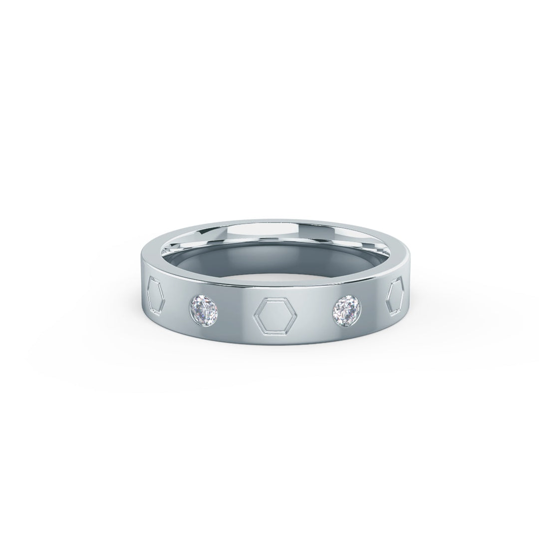 Round Cut Lab Grown Diamond Flush Set Wedding Band - Doozy Diamonds
