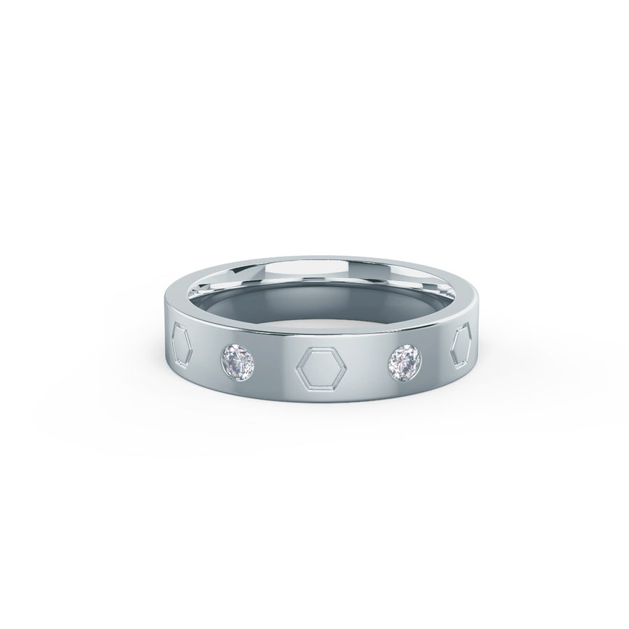 Round Cut Lab Grown Diamond Flush Set Wedding Band - Doozy Diamonds