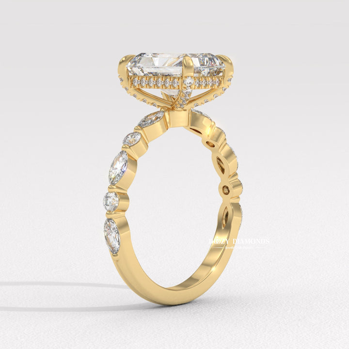 Premium marquise cut pave engagement ring crafted in solid gold