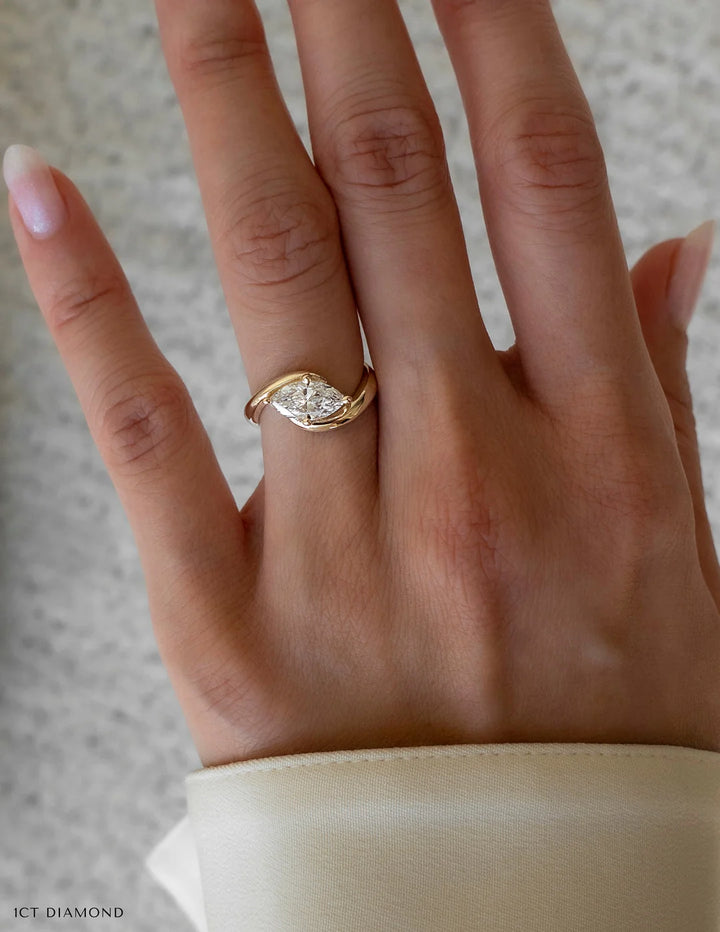 Marquise Diamond Engagement Ring in East West Style