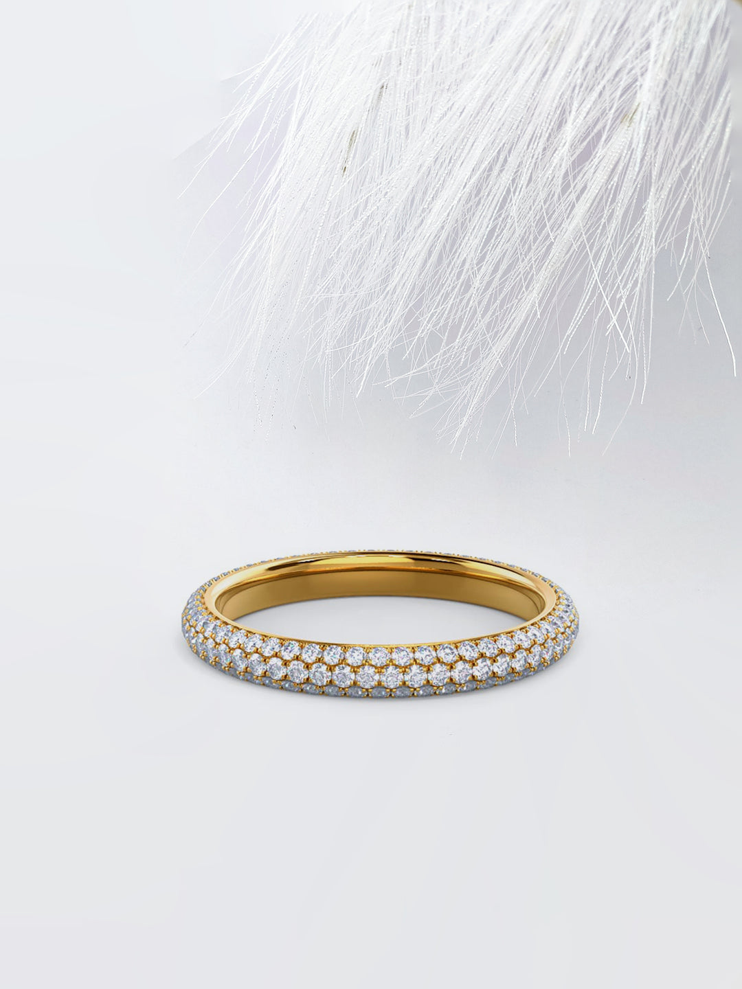 Round DE - VS1 Lab Grown Diamond Three Side Pave Wedding Band - Doozy Diamonds