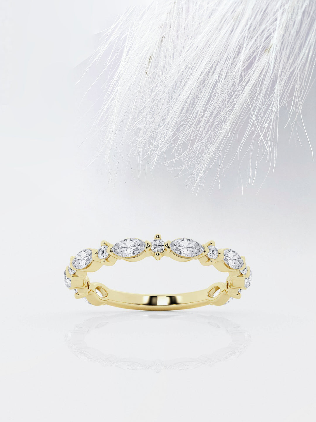 Marquise & Round FG - VS2 Lab Grown Diamond Alternative Pave Band - Doozy Diamonds