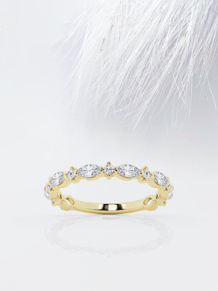 Marquise & Round FG - VS2 Lab Grown Diamond Alternative Pave Band - Doozy Diamonds